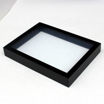 Minimalist style elegant luxury unique wood wall mounted decor with soft linen back hot selling black shadow box frames